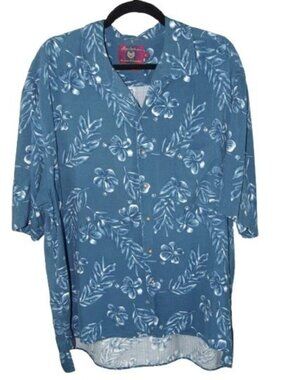 Byron Nelson XL 100% Silk Eleven Straight Hawaiian Short Sleeve Shirt Tropical